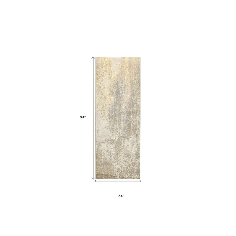 Zero Power Loomed Abstract Modern Stain Resistant Area Rug By HomeRoots - 94' X '34' X '0.39