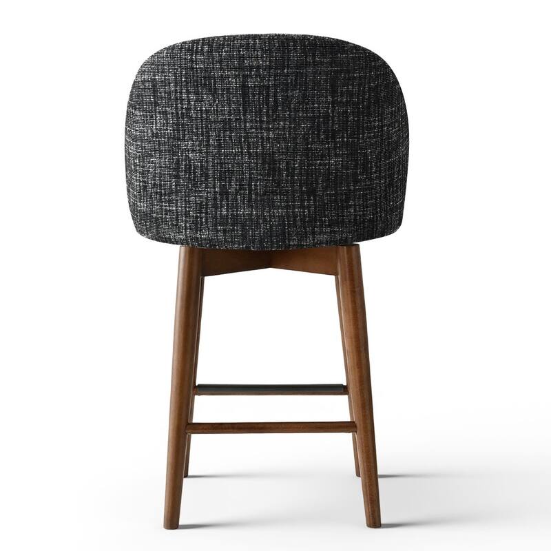 25.5" Swivel Upholstered Counter Stool Solid Wood Leg(Set of 2)
