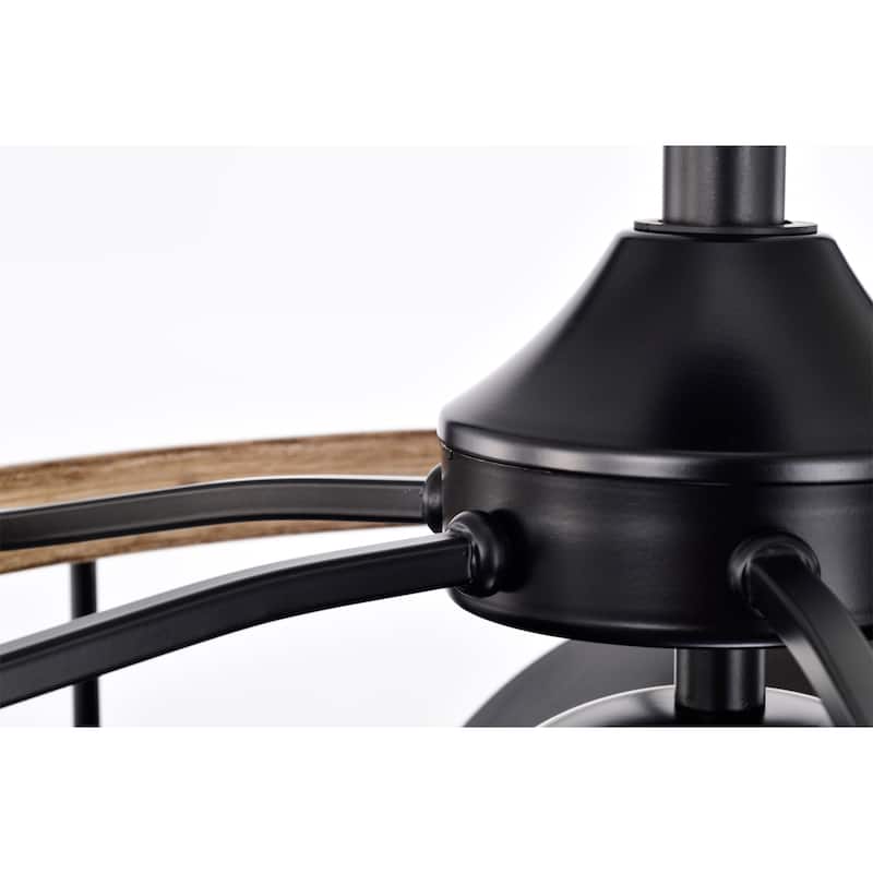 Amable 26 Inch Farmhouse and Industrial Style Matte Black Finish Lighted Ceiling Fandelier with Remote
