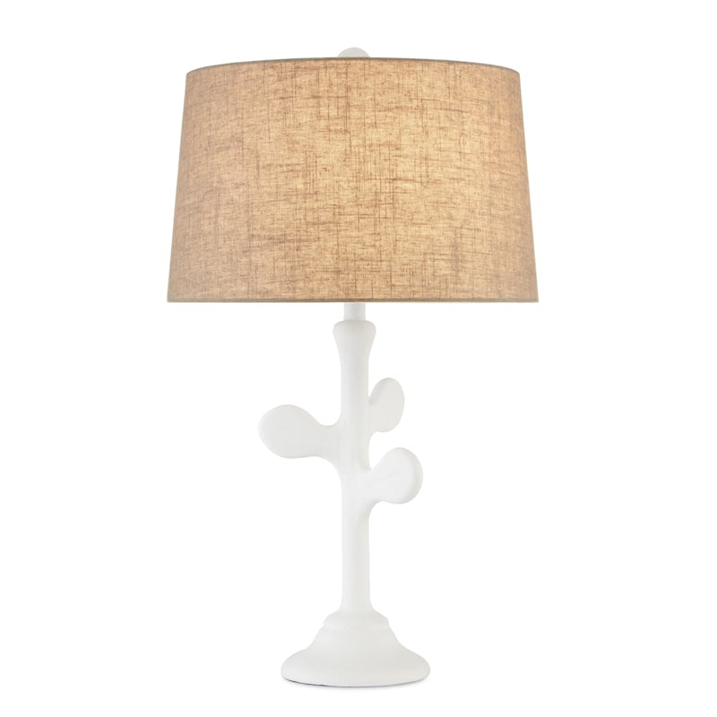 Currey & Company Charny White Table Lamp - 30.25"h x 18"dia - 30.25"h x 18"dia - White Gesso