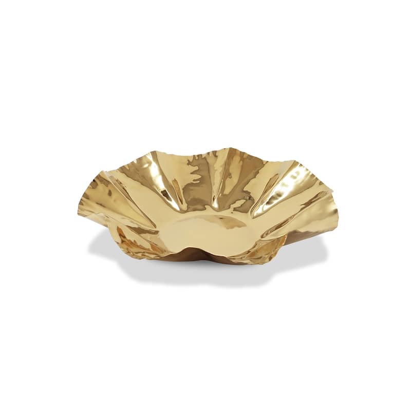 Crushed Platter 16.5"L Gold