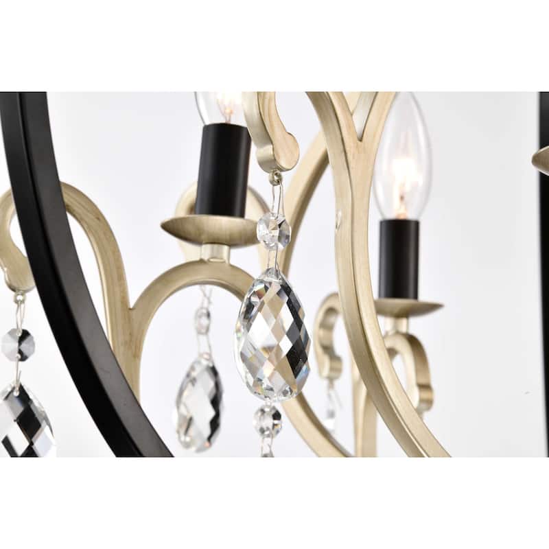 Adoncia Black and Brushed Silverish Champagne Crystal Chandelier - 27 inches in Diameter x 31 inches H