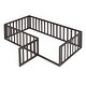 preview thumbnail 5 of 35, Twin Size Wooden Floor Bed Frame with Safety Fence and Privacy Door - Stylish & Minimal Deybed
