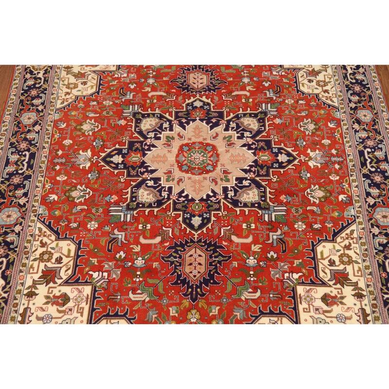 Orange Medallion Tabriz Persian Rug Handmade Wool Carpet - 4'11"x 6'6"