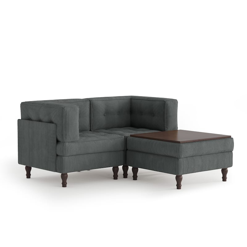 Oversized Sofa Corduroy Tufted Modular Sectional Set
