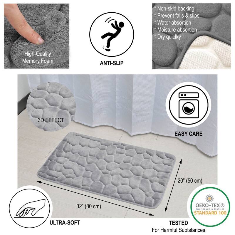 Memory Foam Bath Mat Pebble Design 32x20