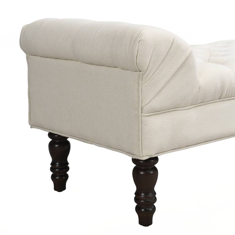 Button-Tufted End of Bed Bench,Large Upholstered Ottoman,Foot Rest with Legs