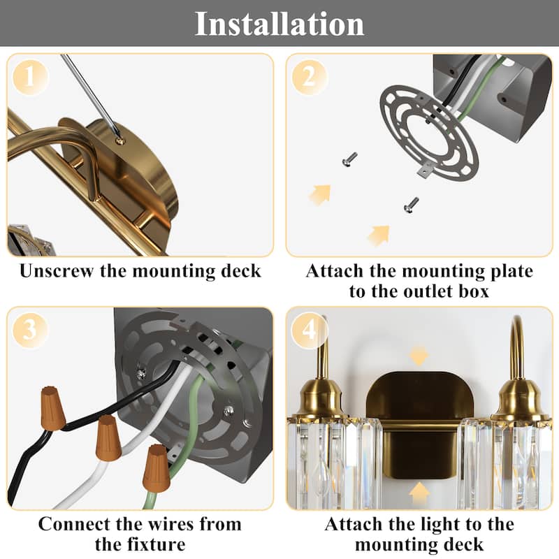 ExBrite Modern Rose Gold 1/2/3/4/5-light Bathroom Dimmable Crystal Vanity Lights Wall Sconces