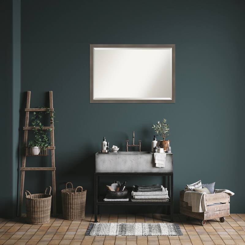 Edwin Beveled Wood Framed Bathroom Vanity Wall Mirror