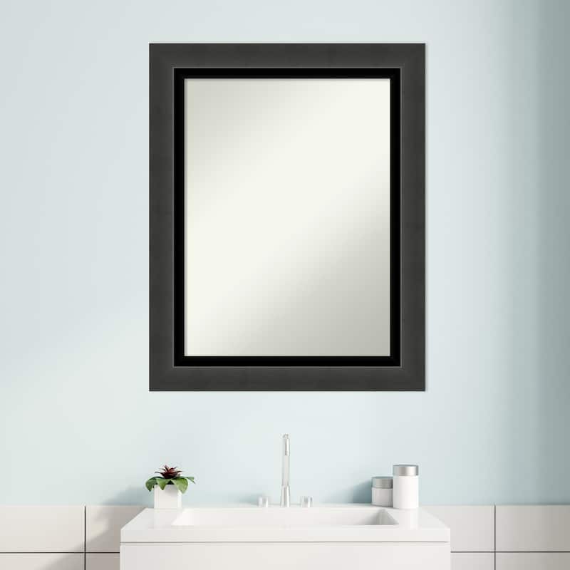 Non-Beveled Bathroom Wall Mirror - Tuxedo Black Frame
