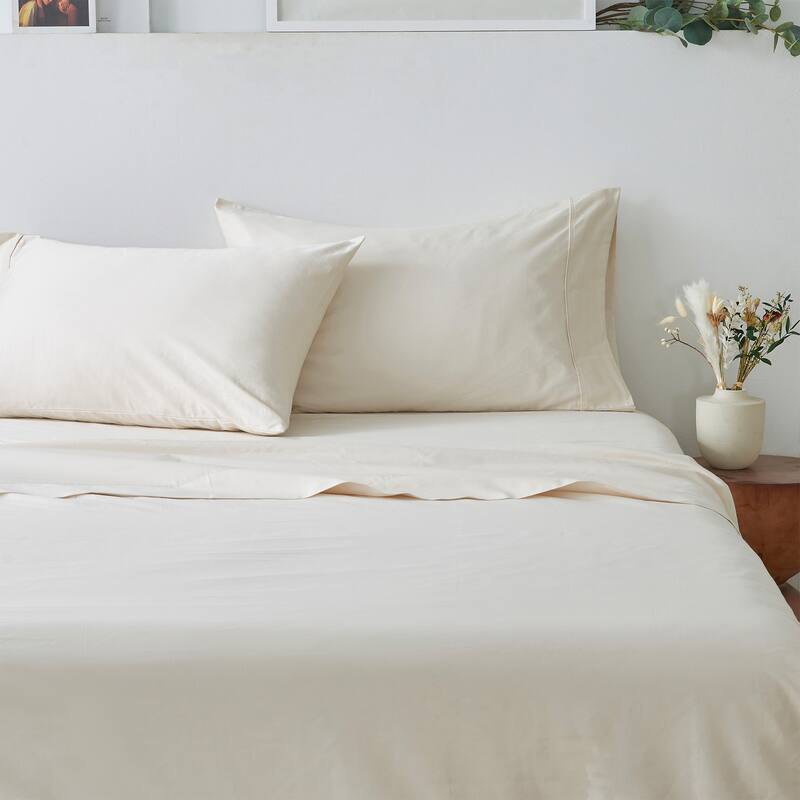Linery & Co. 100% Cotton Sateen Sheet Set - Full - Natural