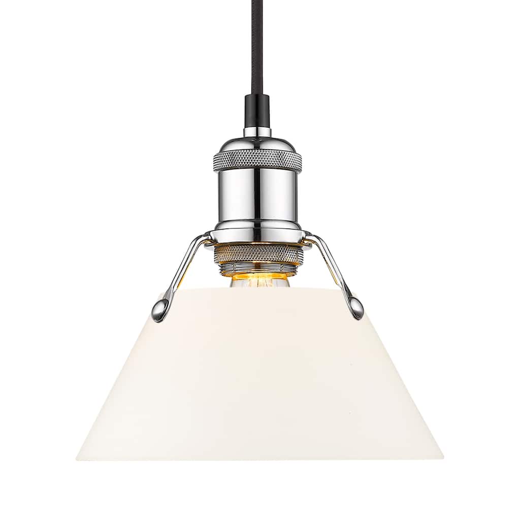 Yep by Golden Lighting Orwell 1-light 8in Pendant in Chrome and Opal Glass - Silver
