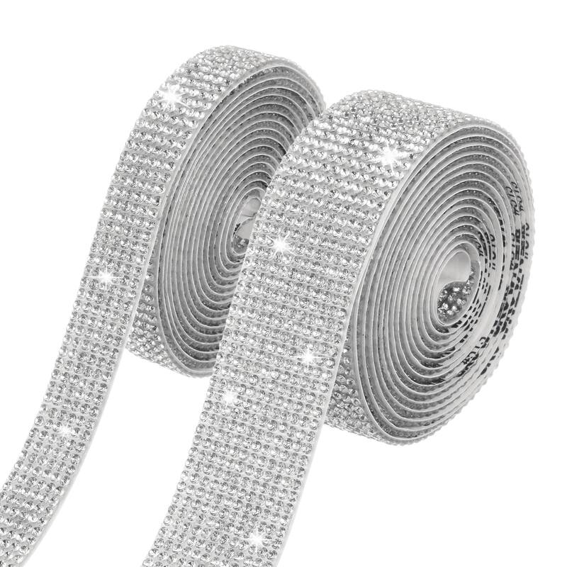 2-Roll Crystal Rhinestone Ribbon,0.5/1.1 Inch x 2 Yards for DIY