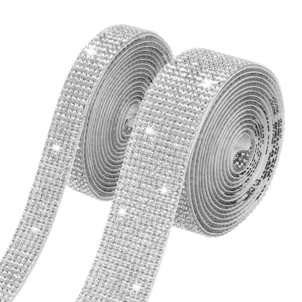 2-Roll Crystal Rhinestone Ribbon,0.5/1.1 Inch x 2 Yards for DIY