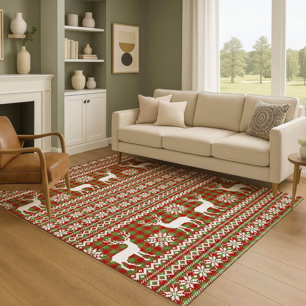 Premium Washable Super Soft Christmas Reindeer Mayfield Rug