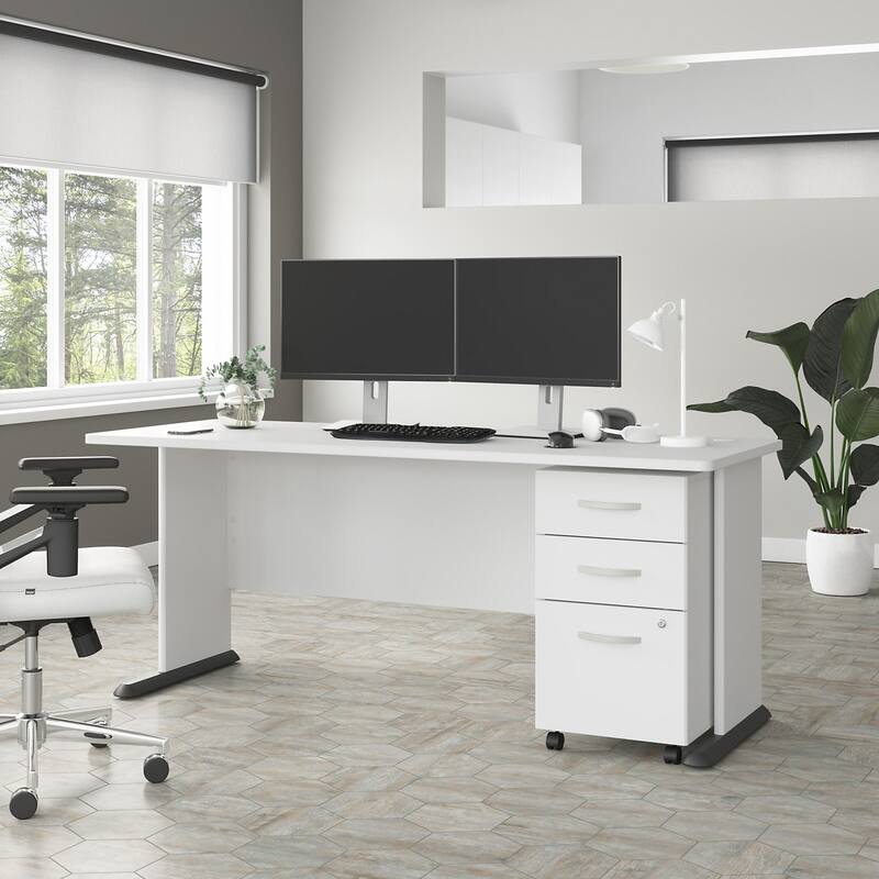 Studio A 72W Computer Desk with Drawers by Bush Business Furniture - White