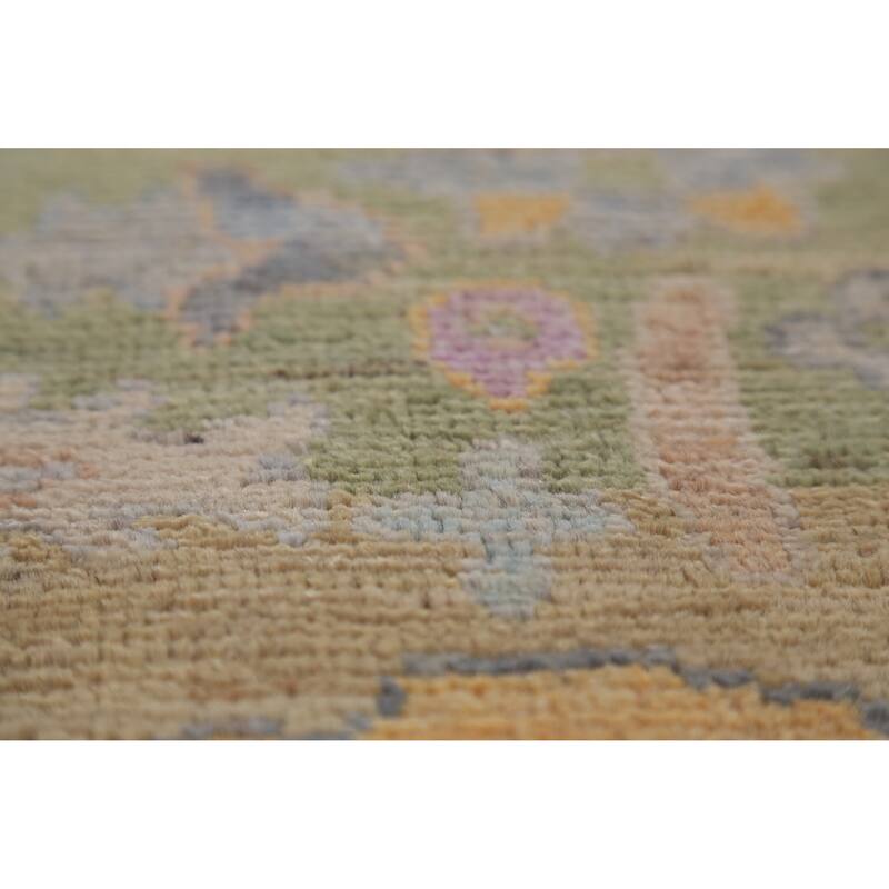 Hand Knotted Oriental 100% Wool Carpet Transitional All-Over Greys & Charcoal Oushak Area Rug - 9' 3'' X 7' 9''