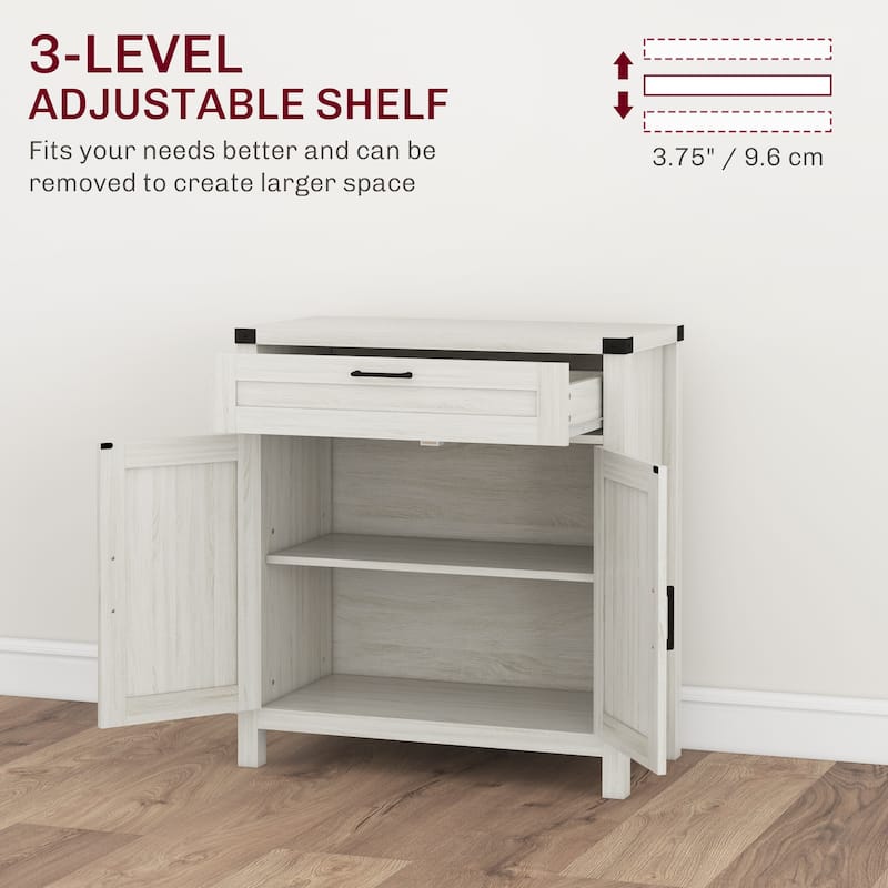 30" Magnetic Doors Storage Buffet Cabinet with Drawer and Adjustable Shelf Kitchen or Dining Room - 30" W x 15.25" D x 32.75" H