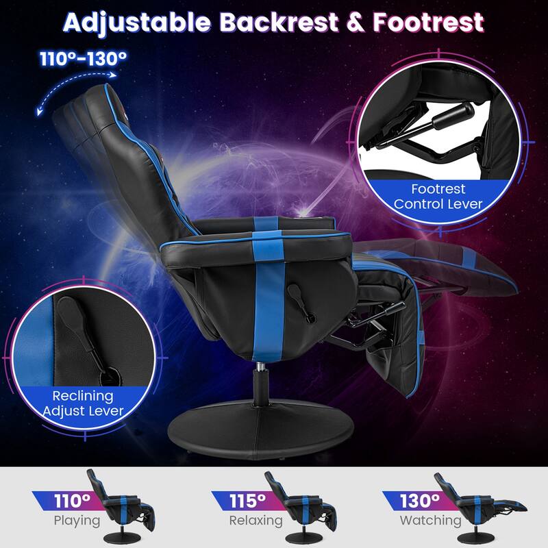 Goplus Massage Gaming Recliner Height Adjustable Racing Swivel Chair - See Details