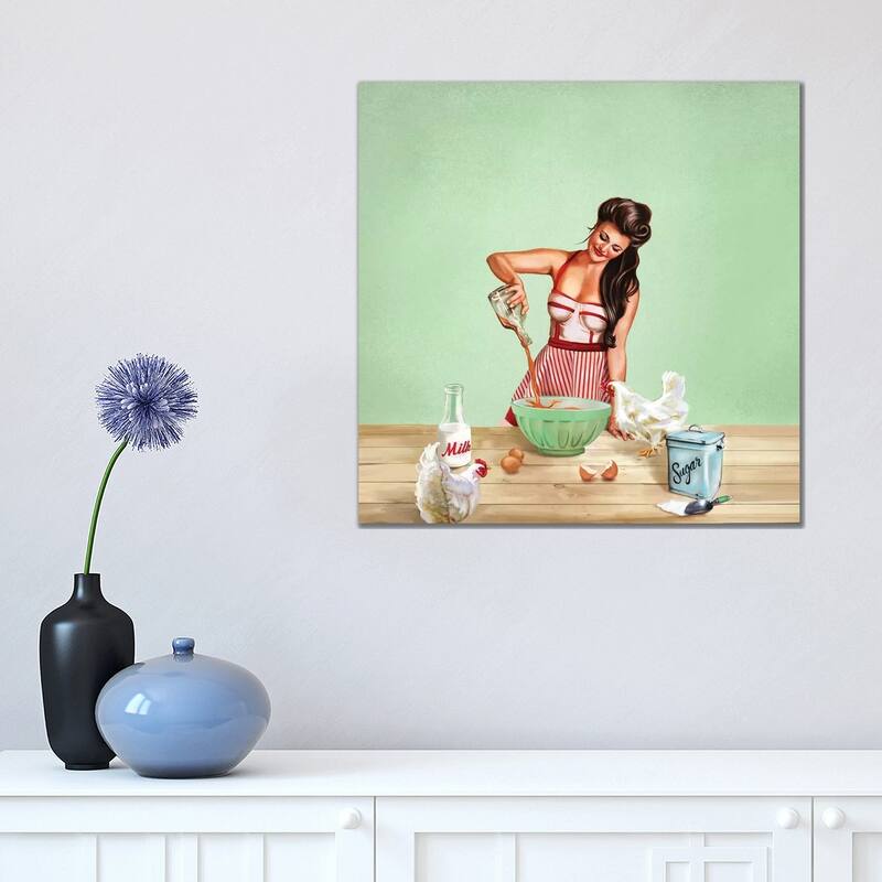 iCanvas "Bourbon Chickens Pinup Tray" by The Whiskey Ginger Canvas Print - 18x18x1.5