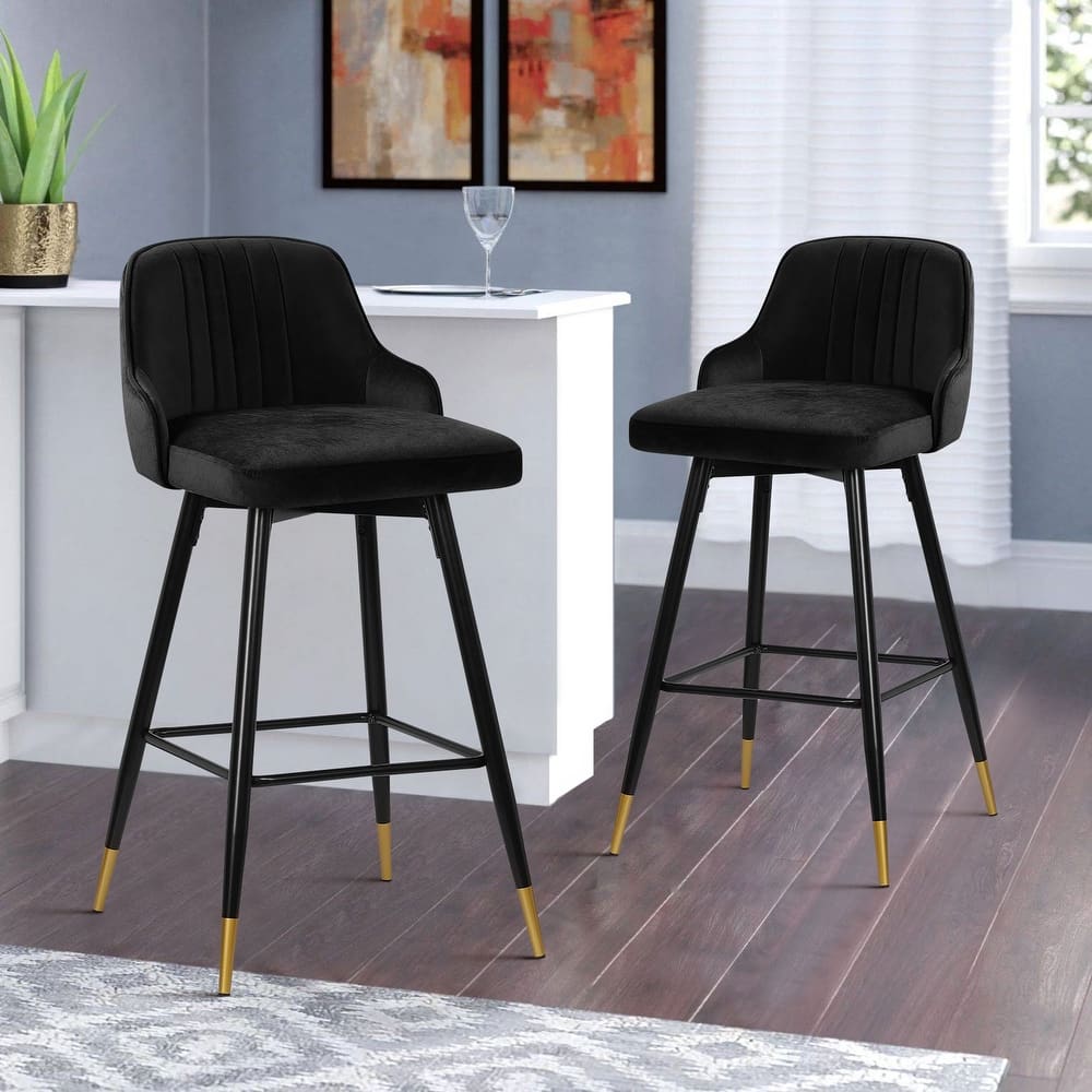 Modern Velvet Upholstered Swivel Counter/ Bar Stools Set of 2/4