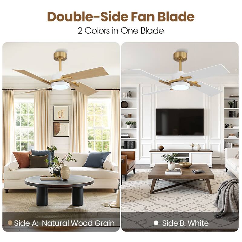 MLiAN 56 In./ 72 In. 4 Plywood Blades Indoor LED Light Ceiling Fan with Remote...