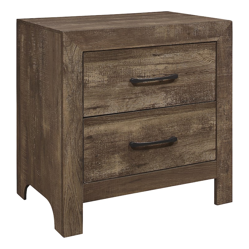 Ko Four Piece King Size Bedroom Set, Panel Detailings, Black Metal Handles, Rustic Brown