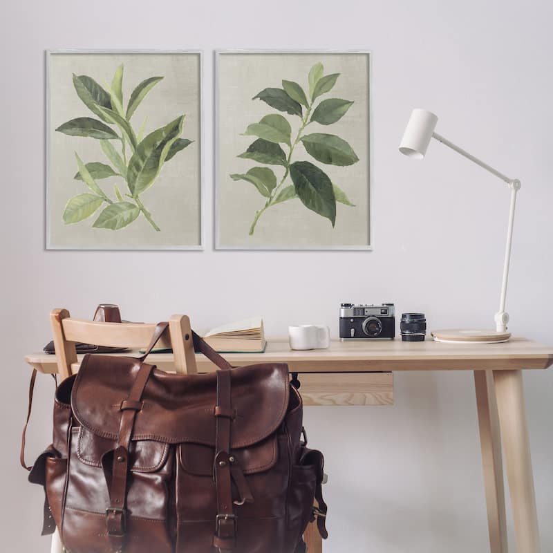 Stupell Green Tea & Coffee Plant Leaves Framed Giclee Art Design By Lanie Loreth (Set of 2)