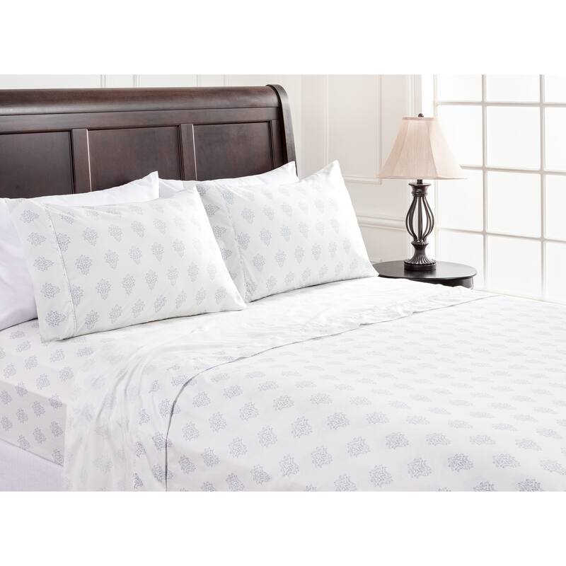 Chanasya Victorian Damask Print Ultra Soft Microfiber Sheet Set - White - Twin