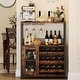 preview thumbnail 8 of 7, 3-Tier Wine Bar Cabinet with LED Lights, Detachable Wine Rack and Storage Space,Grey - 27.2x13.8x36.2in