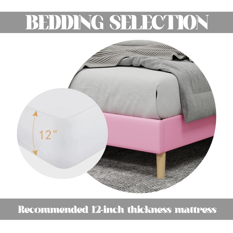 Caxkun Upholstered Platform Bed Frame with Wingback headboard