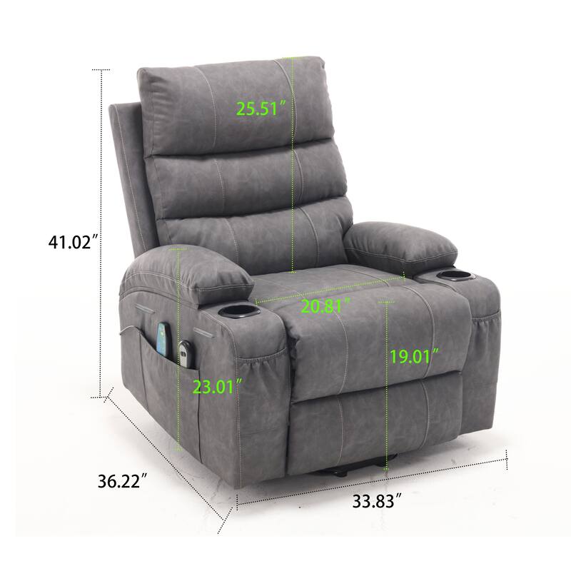Classic Vintage Power Massage and Heating Function PU Upholstered Leisure Recliner with Lift Base