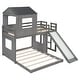 preview thumbnail 7 of 44, Playhouse-inspired Style Twin Over Full Wooden Bunk Bed,Loft Bed with Playhouse,Farmhouse, Ladder, Slide and Guardrails