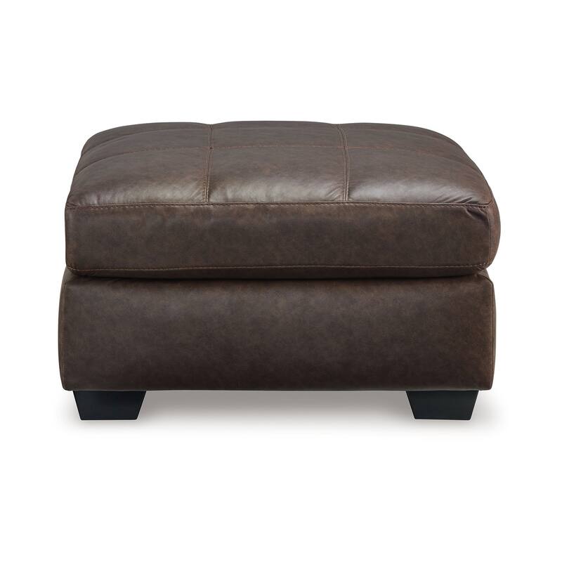 Barl Oversized Ottoman, Plush Dark Brown Faux Leather Cushion, 36 Inch