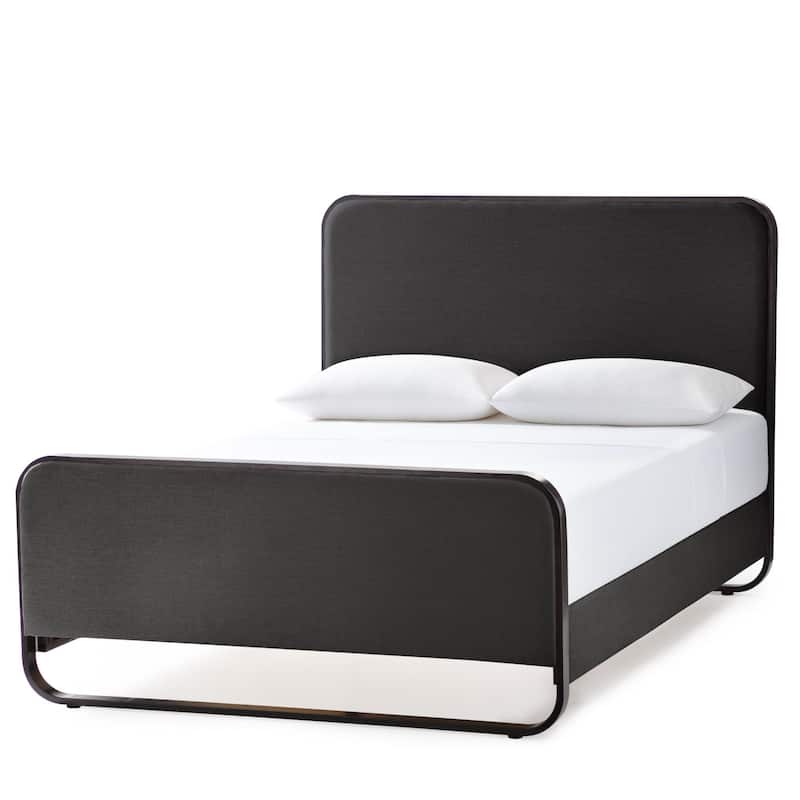 New Heights Godfrey Metal and Upholstered Bed - Charcoal - Queen