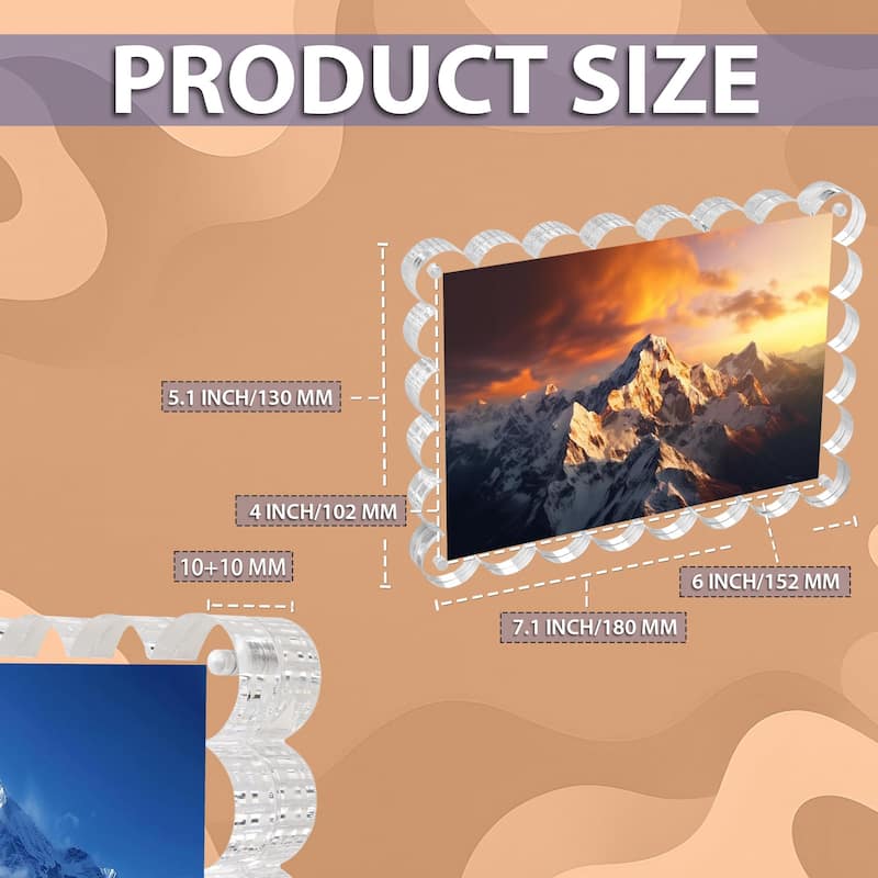 BP4U™ 3-Pack Magnetic Picture Frames, Double-Sided Tabletop Acrylic Picture Frames Freestanding for Desktop Display - 4"x6"