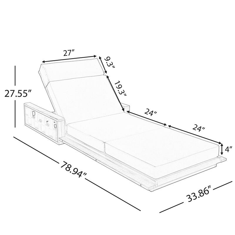 Christopher Knight Home - Modern Outdoor Solid Wood 4-Fold Adjustable Backrest Chaise Lounge with Rope Accents & Foam Cushion