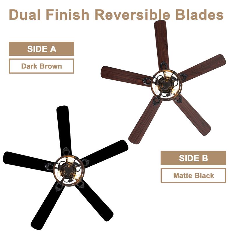 Bella Depot 52" Industrial Cage Ceiling Fan with Light and Remote