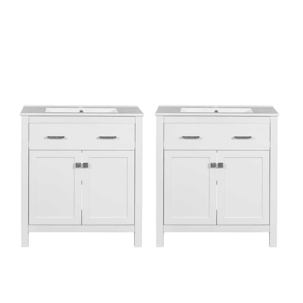 60" Modern Bathroom Vanity Set with Double Vanities (Separate), Double Ceramic Sinks