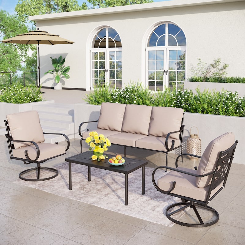MAISON ARTS 5/7-Seat Patio Conversation Set with 3-Seat Sofa, 2/4 Single Chairs, 2-Seat Sofa and 1 Coffee Table