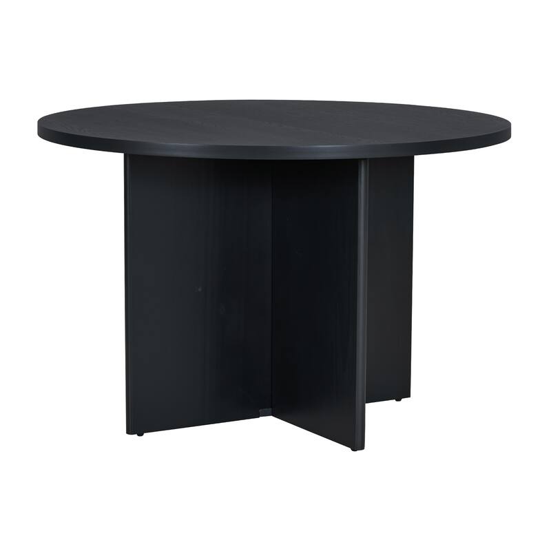 Modern 5-Piece Round Dining Table Set with Upholstered Chairs and Pedestal Base for Small Spaces and Cozy Kitchens