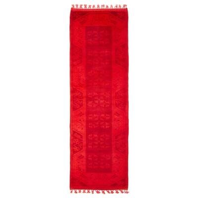 ECARPETGALLERY Hand-knotted Color Transition Red Wool Rug - 2'6 x 8'4
