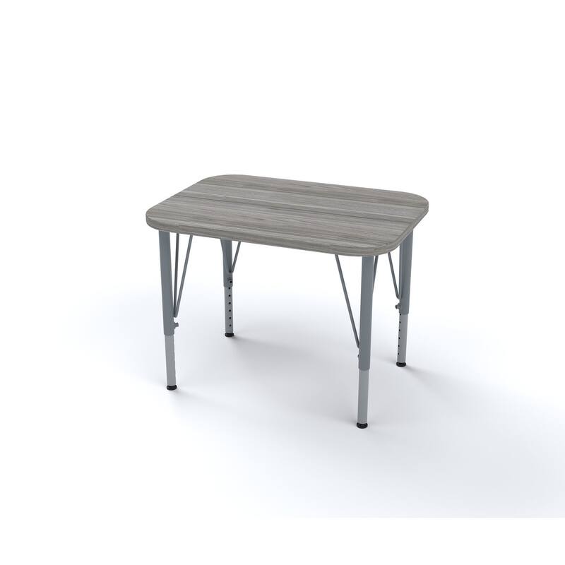 Tot Mate Versa Kids Desk Rectangle 27" x 20" Classroom Table - Adjustable Height 14-23" - Shadow Elm Gray