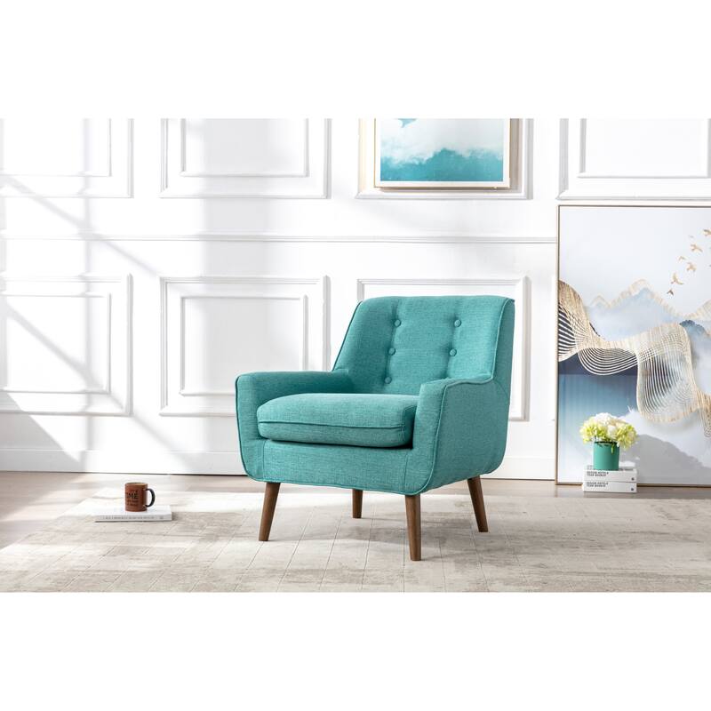 Porthos Home Pola Accent Chair, Tufted Fabric Upholstery, Wooden Legs