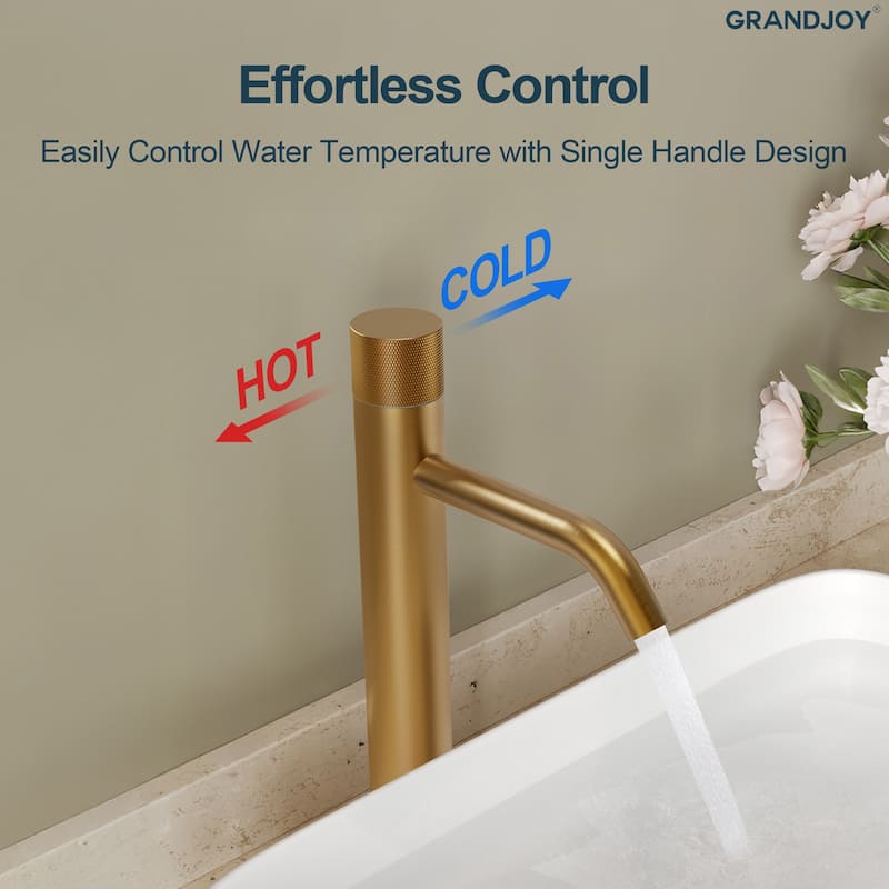 GRANDJOY 2-Pack Single Handle Vessel Sink Faucet with Pop-Up Drain, Mid-Arc Bathroom Design