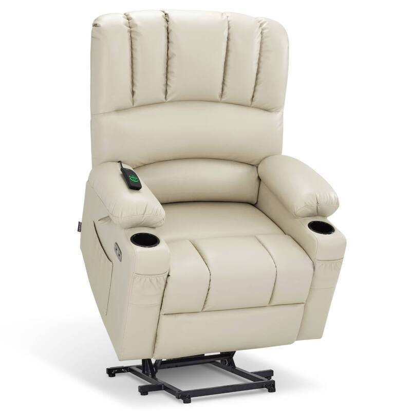 Power Lift Recliner Chair for Elderly, Massage and Heat, Faux Leather & Fabric