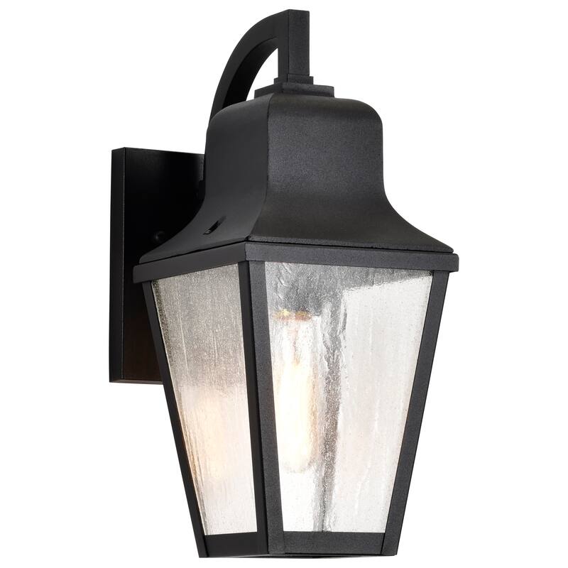 Lawrence 1 Light Small Wall Lantern Matte Black with Clear Seeded Glass