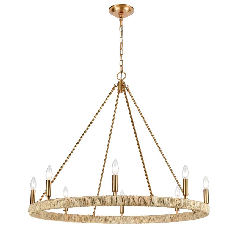 Abaca 24-inch Wide 5-Light Chandelier in Satin Brass - Satin Brass - 36-inch