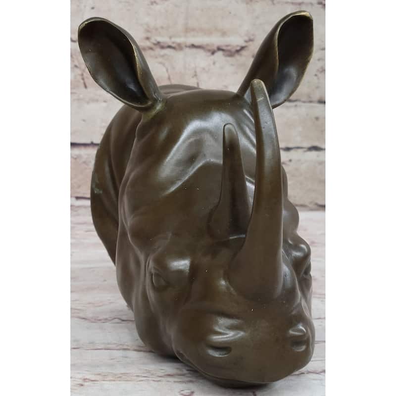 Signed Original Thomas Mighty African Rhinoceros Rhino Wall Mount Bronze Statue
