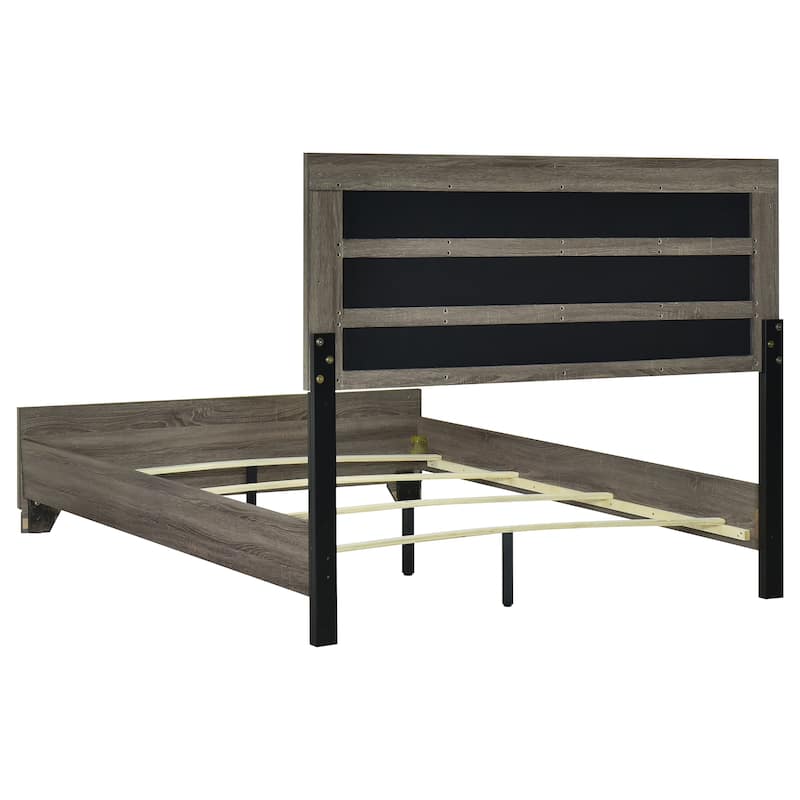 Wright Upholstered Bed Brown Oak